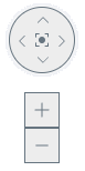 Up, down, left, right button with plus and minus signs. 